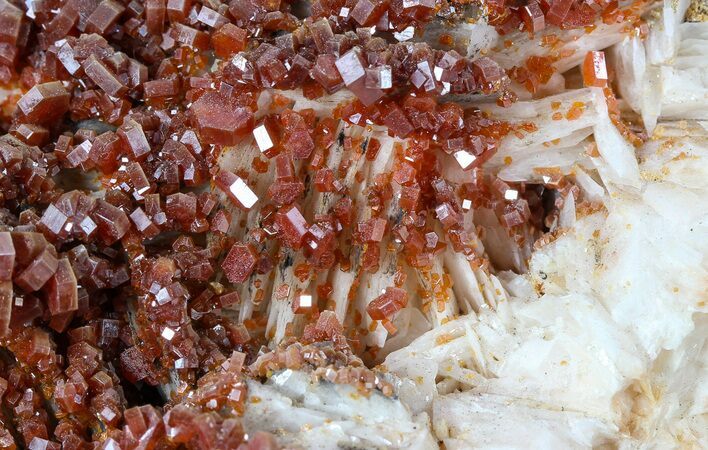 Pink Bladed Barite With Vanadinite Crystals #56261